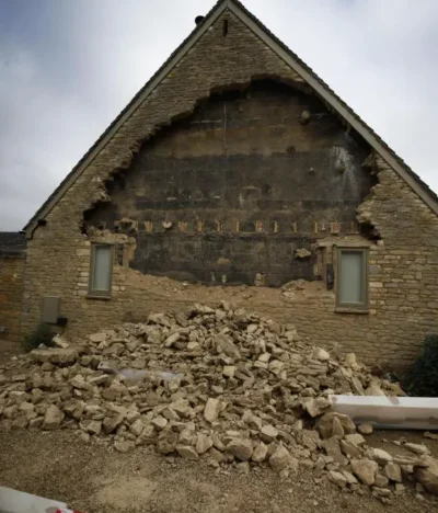 House wall in Oxfordshire collapses during building work